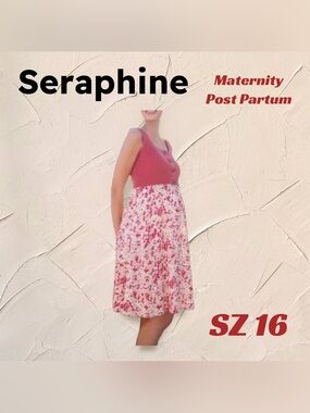 ✨HP✨🇬🇧👍GUC SERAPHINE | US 16 | Romantic Pink & Flower Print Maternity dress
